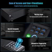 Coffre-fort en acier avec serrure électronique numérique, empreinte digitale, code PIN et serrure à clé pour la sécurité à domicile - Coffre-fort biométrique antivol