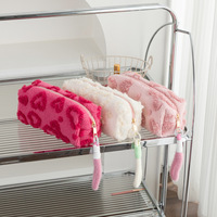 Ins Portable Carré Toilette Sac De Rangement Dragonne Grande Fermeture Éclair Fluffy Oreiller Cosmétique Pochette Doux Amour Conception En Gros