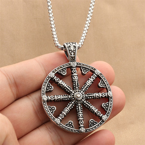 European American Style <b>Titanium</b> Steel Ritual Disc Pendant Geometric Men's Necklace Everyday Wear - Product Image 4