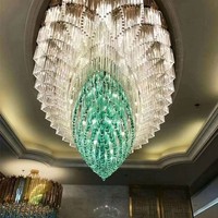 Lustre de Plafond de Grande Lampe Ovale en Cristal Personnalisable pour Hôtels Clubs KTV Lobbies et Couloirs Éclairage Intérieur