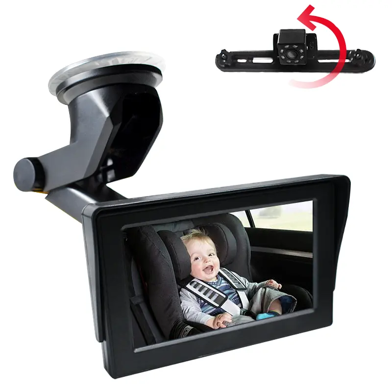 Back Seat Car Camera HD Night Vision Function Mirror Display Reusable Sucker Bracket Wide View Baby Car Mirror