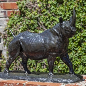 Sculpture de rhinocéros de jardin grandeur nature, sculptures de rhinocéros en bronze, art en cuivre, rhinocéros célèbre, miniature en bronze, statue en laiton historique - Product Image 2