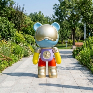Escultura de Oso Cósmico de Fibra de Vidrio Personalizada, Estatua de Astronauta Espacial de FRP de 1.3M para Decoración de Paisajes de Centros Comerciales - Product Image 4