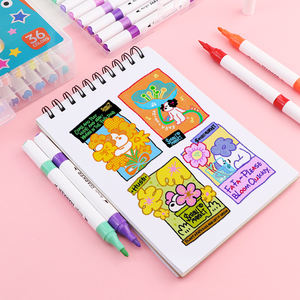 Offre Spéciale populaire double pointe Art marqueurs ensemble 24 36 48 couleurs peinture fournitures promotionnel acrylique marqueurs cadeau de noël - Product Image 1