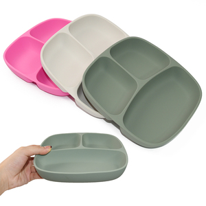 BPA Free Silicone Kids Dining <b>Divided</b> Suction Plate With Lid Food Grade Toddler Safety Mealtime Utensils Dinnerware - Product Image 4