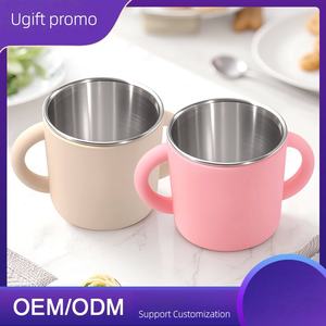 أكواب سيليكون آمنة للطعام للأطفال الصغار، كوب تدريب من الفولاذ المقاوم للصدأ 304 مع مقبضين - Product Image 2