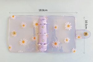 Mini cuaderno A7 transparente de PVC con diseño de hojas sueltas de libro mayor de mano de 3 agujeros - Product Image 6