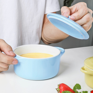 Microwave Oven Safe Baking Bowl Soup Cooking Pot <strong>Ceramic</strong> Mini Round <strong>Casserole</strong> <strong>Dish</strong> <strong>With</strong> <strong>Lid</strong> - Product Image 4