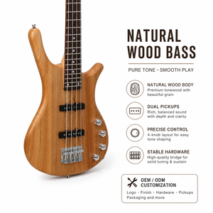 <span class=keywords><strong>Basso</strong></span> Elettrico Swift Horse TB800R-M a <span class=keywords><strong>4</strong></span> <span class=keywords><strong>Corde</strong></span>, Scala 34'', Manico in Acero, Corpo in Pioppo, <span class=keywords><strong>Basso</strong></span> Jazz per Professionisti, Personalizzazione OEM/ODM - Product Image 1