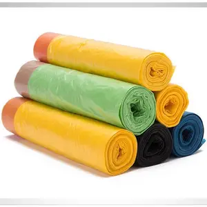Vendita calda OEM personalizzato muti colore usa e getta hdpe immondizia/sacchetti della spazzatura con coulisse può liner roll