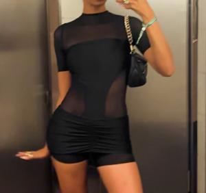 Ensemble femme Viviblook J25ST482, nouveau, couleur unie, décontracté, robe courte à manches courtes, coupe ajustée, ensemble double couche - Product Image 3