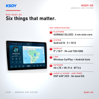 Car Radio 9 Inch Car Audio Android KSOY-03 AHD Reversing Camera RCA 4.1 Channel Subwoofer Output