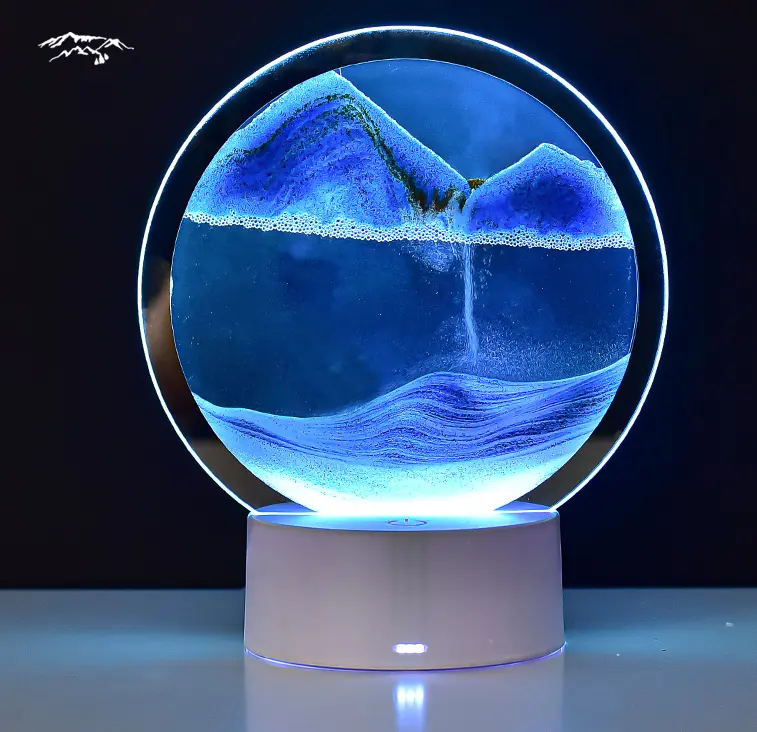 Creative modern quicksand table lamp 3d home decor living room bedside table round art decorate light