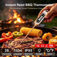 Termometer BBQ Anti Debu dan Anti Cipratan, Termometer Daging Digital dengan Bodi dan Probe yang Dapat Dicuci untuk Memasak di Luar Ruangan, Grill, Smoker, dan Dapur