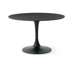 Black/dark grey powder coated metal Tulip leg Ceramic glass top Small Dining Table