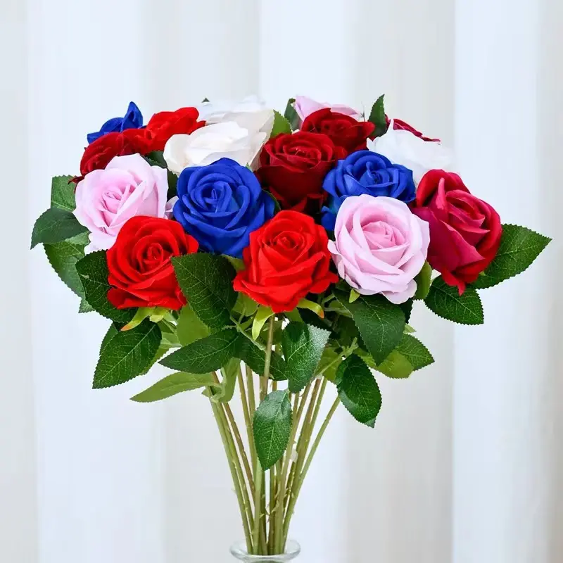 10 pz nuovo Bouquet di fiori artificiali fatti a mano regalo per la festa della mamma di san valentino fiore rosa rossa per la decorazione della tavola di nozze
