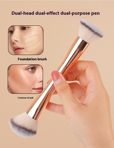 <span class=keywords><strong>Brocha</strong></span> de Maquillaje Doble de Doble Punta con Mango Metálico, <span class=keywords><strong>Base</strong></span> de Aluminio sin Costuras, Diseño Oculto, <span class=keywords><strong>para</strong></span> Corrector, <span class=keywords><strong>Base</strong></span>, Contorno y Colorete - Product Image 5