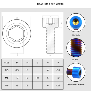 Vis métrique à tête plate en alliage de titane Gr5 TC4, filetage grossier, finition anodisée M2 pour équipement moto - Product Image 2