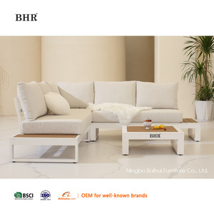 BHR Moderno Juego de muebles de <span class=keywords><strong>aluminio</strong></span> de 4 piezas Sofás de jardín Exterior/Interior Sofá de esquina en forma de L Sofás de jardín Juego de muebles de patio - Product Image 2