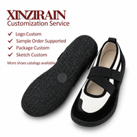 Chaussures plates Mary Jane personnalisées Xinzirain pour femmes, noires et blanches, bout rond, sangle élastique croisée, semelle plate, chaussures décontractées