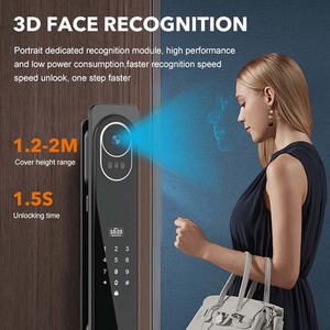 Serrure intelligente d'extérieur Tuya pour porte en acier double face avec connectivité WiFi empreinte digitale et carte mémoire mot de passe avec poignée - Product Image 1