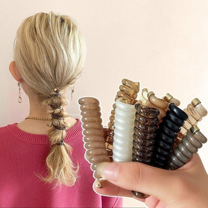 7cm Élastique Téléphone Fil Cordons Bandes De Cheveux Avec Des Crochets En Métal Japonais Tissage Queue De Cheval Artefact Outils Fille Cheveux Cravate Bun-Head Hol - Product Image 3