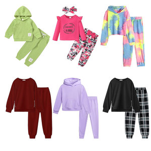 Vêtements pour filles personnalisés, sweat-shirt et pantalon de survêtement pour l'automne et l'<span class=keywords><strong>hiver</strong></span>, ensemble de 2 pièces, survêtement pour enfant, vêtements de sport pour adolescente - Product Image 2