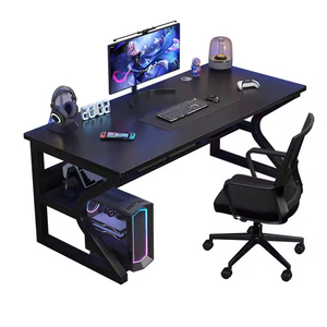 <span class=keywords><strong>Bureau</strong></span> de jeu moderne <span class=keywords><strong>avec</strong></span> étagère de <span class=keywords><strong>rangement</strong></span> et support pour PC pour <span class=keywords><strong>bureau</strong></span> à domicile, table d'ordinateur <span class=keywords><strong>avec</strong></span> pieds courbes pour joueurs et étudiants - Product Image 1