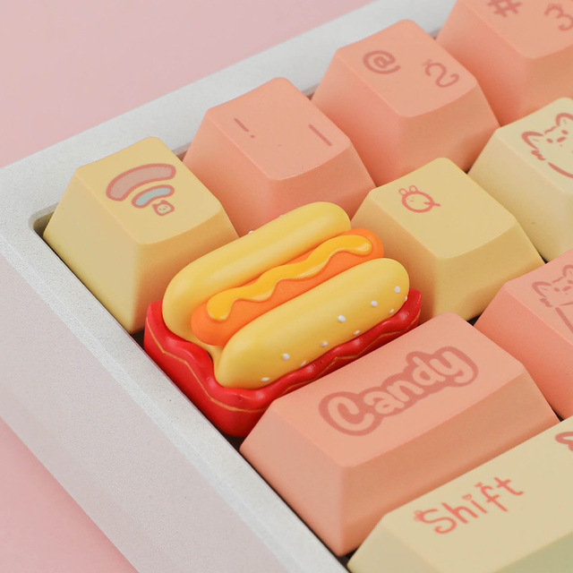 3D Printed Custom Resin Artisan Keycaps for Keyboard ESC Hotdog Handmade Support Customization Gaming Mechanical Keyboards