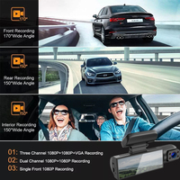 Cámara para Coche con Grabación Frontal 1080P y Interior 720P, Pantalla IPS de 3.16 Pulgadas, 4 LED IR, Grabadora de Conducción para Taxi