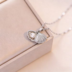 Collar de Perlas de Imitación con Diseño de Concha para Mujer, Creativo con Incrustaciones de Perlas, Regalo para Banquete o Boda - Product Image 6