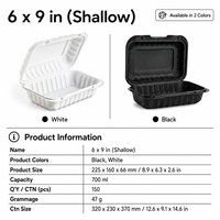 Boîte alimentaire à clapet en plastique MFPP pour plats à emporter, contenants à charnière pour pâtes, salades, sandwichs