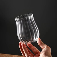 Vaso de Vidrio para Bebidas Frías, Hecho a Mano, de Borosilicato Resistente al Calor, Diseño Irregular y Moderno con Rayas