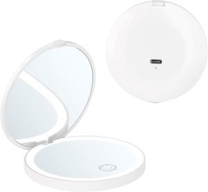 Factory Price LED Cosmetic <b>Mirror</b> Handheld Compact Pocket Foldable Dimmable <b>Lighting</b> Personalized Magnifying Dual Sided - Product Image 1