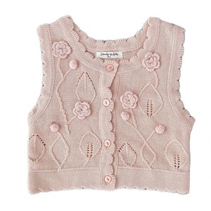 2025 nueva moda niñas <span class=keywords><strong>Crochet</strong></span> Vintage algodón <span class=keywords><strong>Chaleco</strong></span> Corto diseño Jacquard para primavera y verano niñas chalecos para bebés - Product Image 1