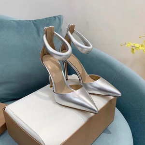 Women's Gold Ankle Strap Sandals Sexy Prom Party Dress Shoes Thin High-Heel Simple Pointed Toe Back Zipper Stiletto - Product Image 6