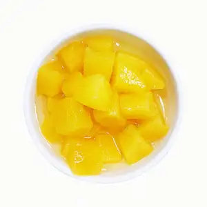 Dados de melocotón amarillo enlatado de alta calidad en jarabe ligero o pesado