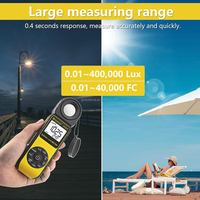 HoldPeak HP-881D Luxmètre numérique portable 0,1-400 000 LUX Jaune Pile 3V AAA Détecteur rotatif à 270°