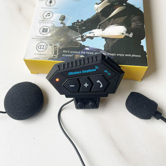 BT12 1000mAh Automatic Answer Helmet Wireless for Headset for Motorcycles High Sound Quality Waterproof Hands-Free