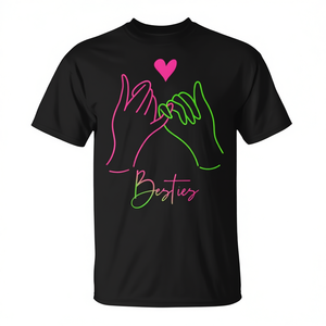 T-shirt Bestie Heart Hands à manches courtes et col rond, unisexe, pour adulte, impression numérique, cadeau promotionnel - Product Image 2