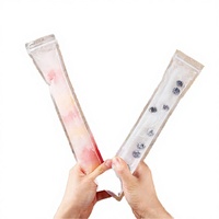 Sacs d'emballage transparents pour bâtonnets de glace DIY, imprimés en héliogravure, en PE, avec fermeture éclair, jetables, pour jus et glaces