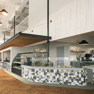 Banco espositivo moderno negozio di latte perla personalizzato Design negozio di tè in legno Coffee Shop bancone bar - Product Image 2