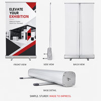 Support de bannière enroulable élégant en aluminium, portable pour signalétique directionnelle et orientation des réceptions d'hôtel