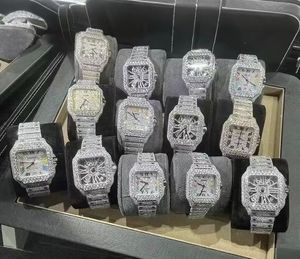 Montre mécanique de luxe pour homme, édition limitée, avec cadran rectangulaire en moissanite, testeur de diamants, lunette en acier inoxydable glacé, style rappeur - Product Image 6