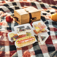 Boîte d'emballage en plastique PET pliable biodégradable transparente avec couvercle pour sushi, fromage, glace, gâteau aux fruits et mousse