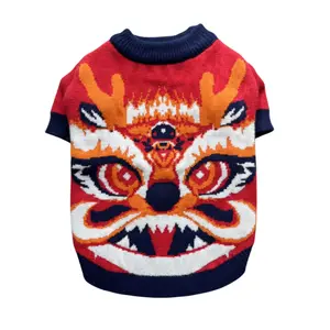 Hot Selling Winter Bulldog Pomeranian Shiba corgi Pet Clothes Dragon Chinese New Year Dog Clothes XXL Dog Sweaters