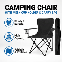 Chaise de camping portable, chaise de plage pliable, chaise de pique-nique d'extérieur avec accoudoirs et porte-gobelet pour le jardin, les voyages et les loisirs