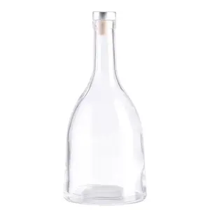 Neue dicke Bauch flache klare Kork flasche 700ml Whisky Champagner flasche hausgemachte Obst flasche