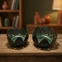 Sonnet Decor Porte-bougie en fer fait main, sans plomb, écologique, étanche, résistant à la chaleur, décoration d'intérieur, Noël, Numérique 1