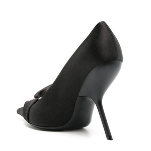 Zapatos de Tacón Alto con Lazo Grande para Mujer, Diseño Personalizado, Tacones Finos y Extraños, Punta en Pico, Seda, Talla 44 - Product Image 6